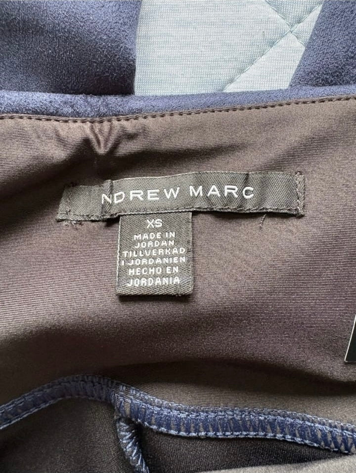 Andrew Marc stretch faux suede pull on pants Colour Navy Size XS
UK Size 8