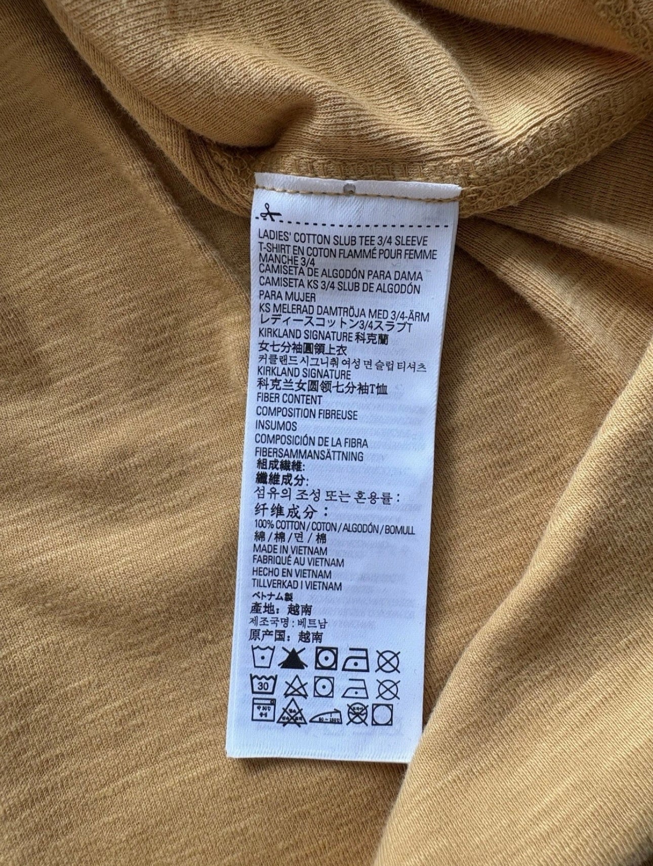 Kirkland Signature Ladies Cotton Slub Tee Size XXL Colour Mustard Yellow