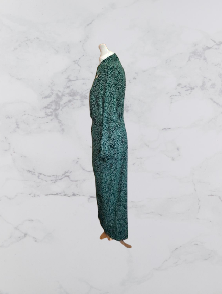 Dancing Leopard Leopard Wrap Long Sleeve Dress Colour Green/Black Size 14