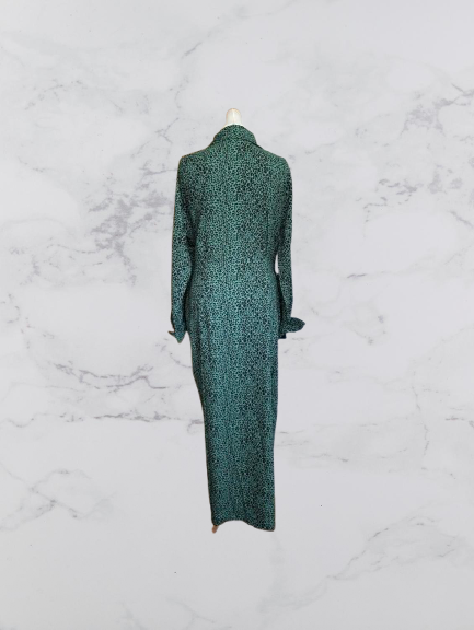 Dancing Leopard Leopard Wrap Long Sleeve Dress Colour Green/Black Size 14