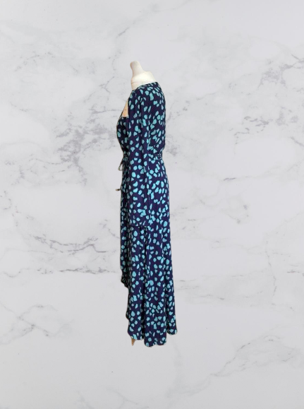 Dancing Leopard Jagger Polka Dot Maxi Dress Colour Navy/green Size 10