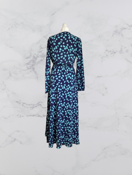 Dancing Leopard Jagger Polka Dot Maxi Dress Colour Navy/green Size 10