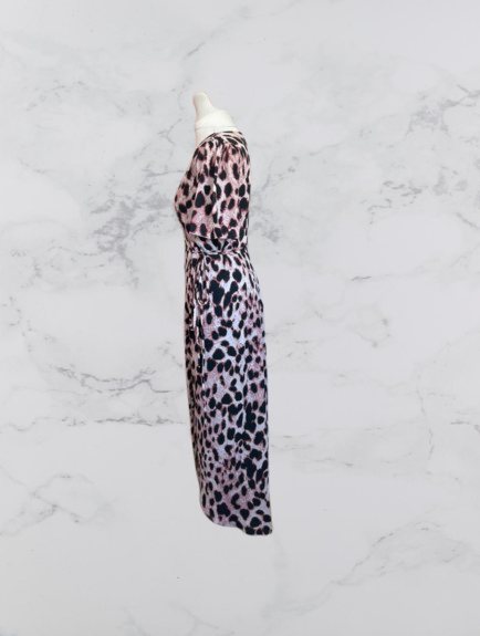 Dancing Leopard Jenna Leopard Wrap Midaxi Dress Colour Pink Size 8