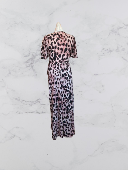 Dancing Leopard Jenna Leopard Wrap Midaxi Dress Colour Pink Size 8