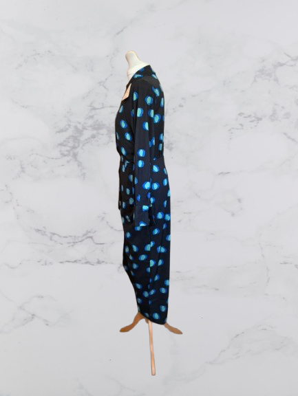 Dancing Leopard Jagger Polka Dot Maxi Dress Colour Navy/green Size 14
