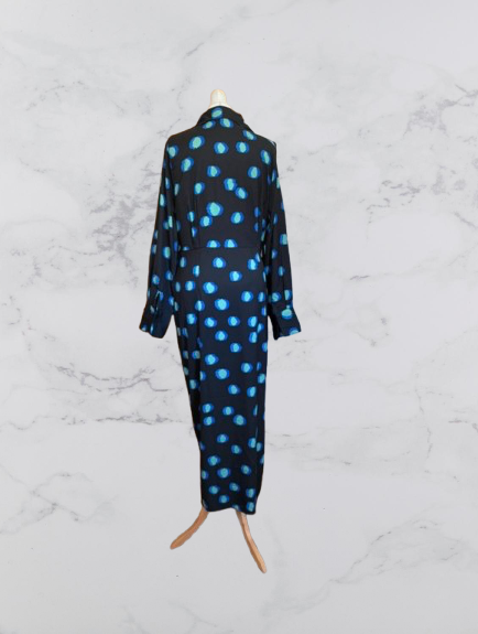 Dancing Leopard Jagger Polka Dot Maxi Dress Colour Navy/green Size 14
