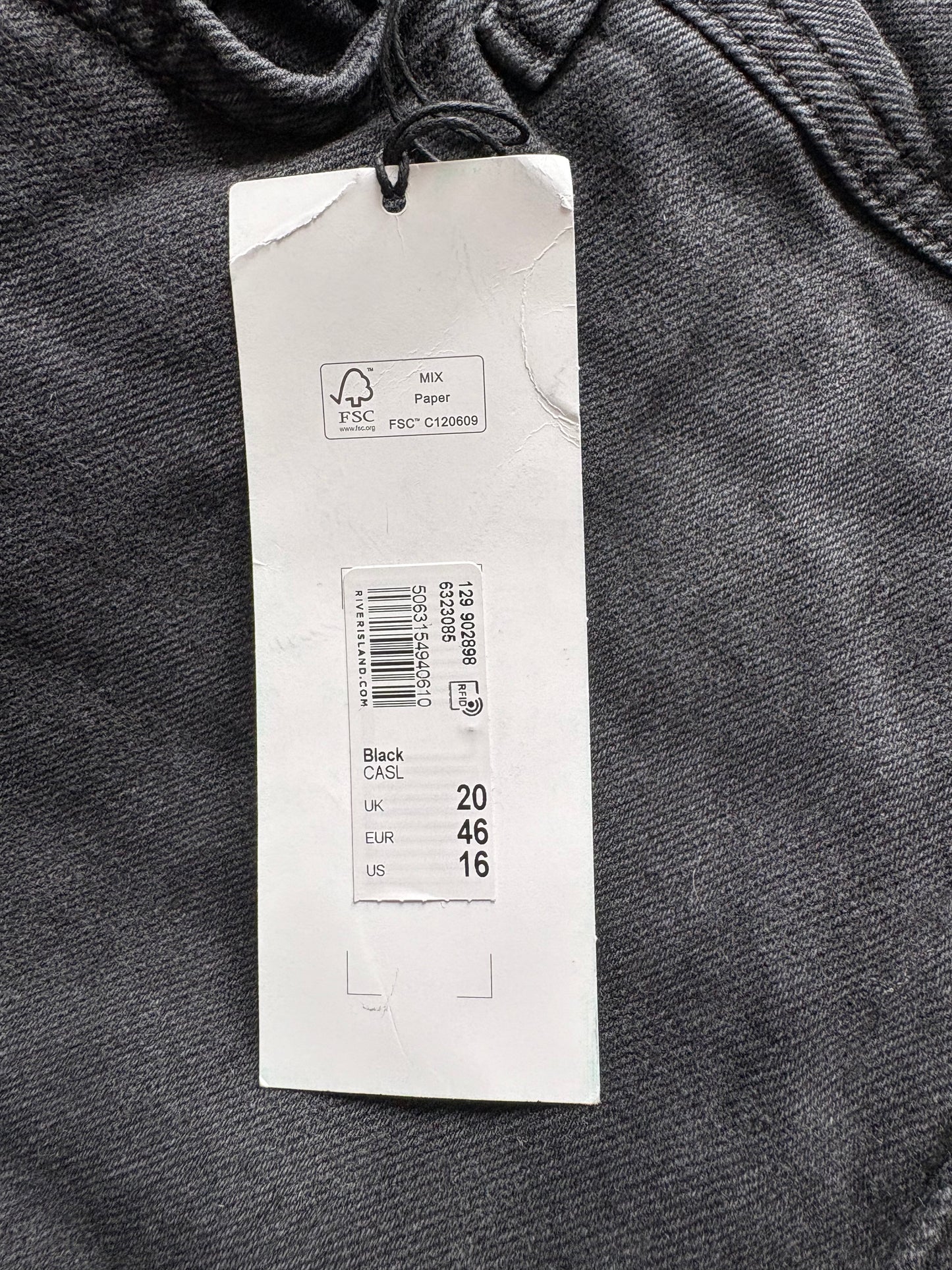 River Island High Rise Mom Jeans Colour Black Size 20
