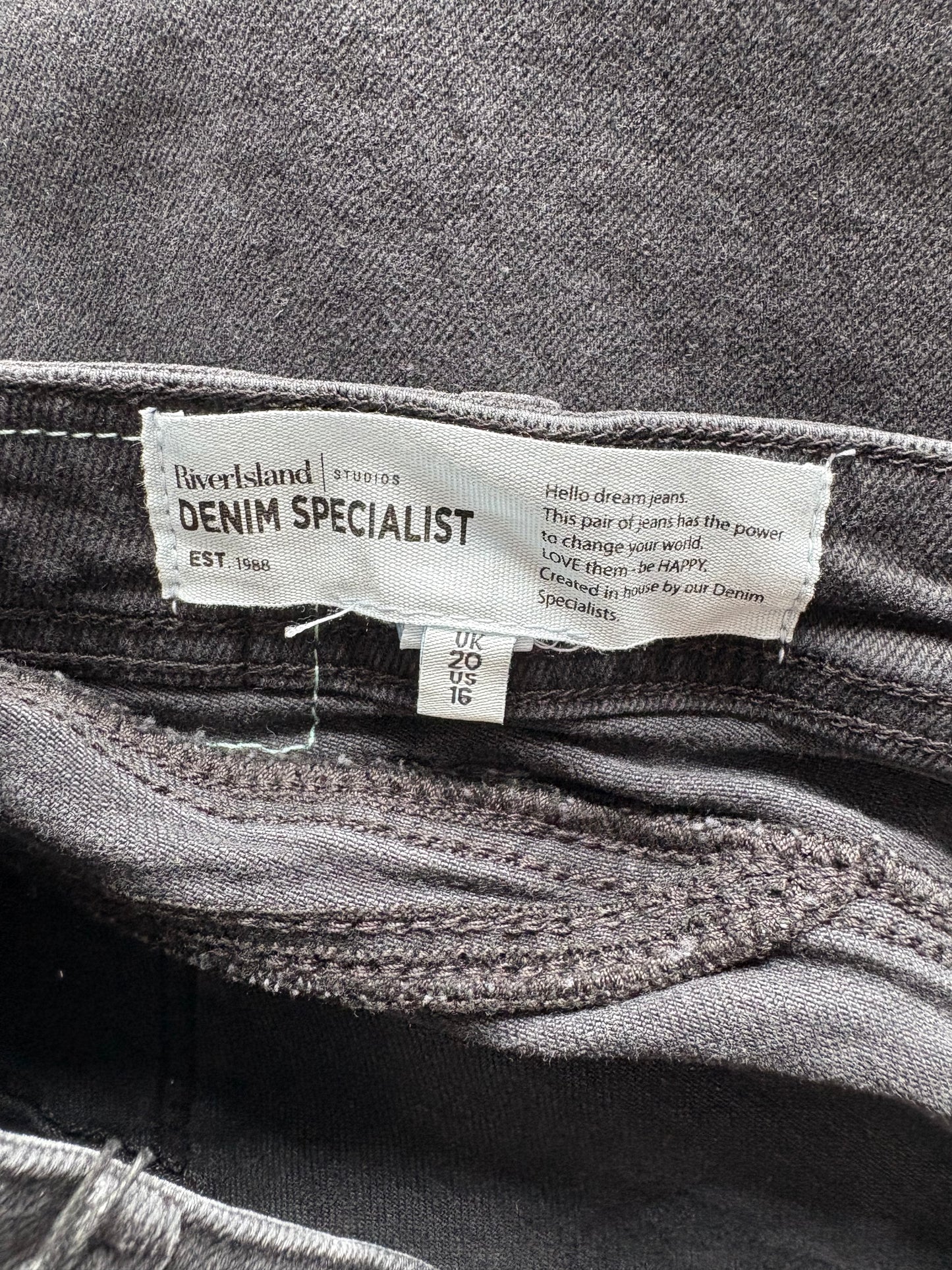 River Island High Rise Mom Jeans Colour Black Size 20