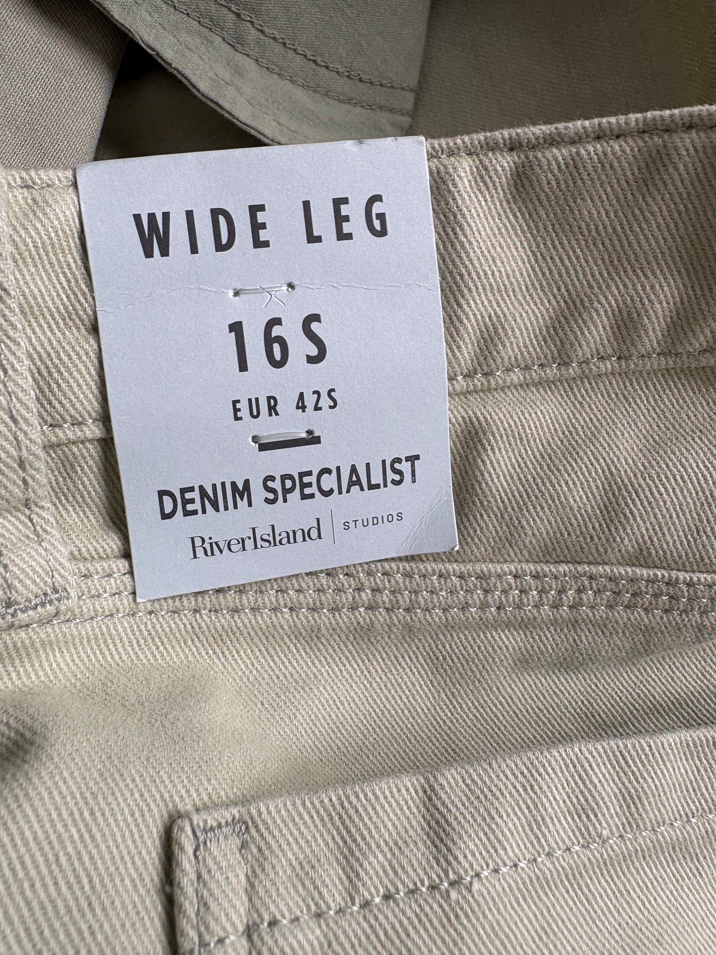 River Island Carpenter Wide Leg Jeans Colour Green Size 16 S