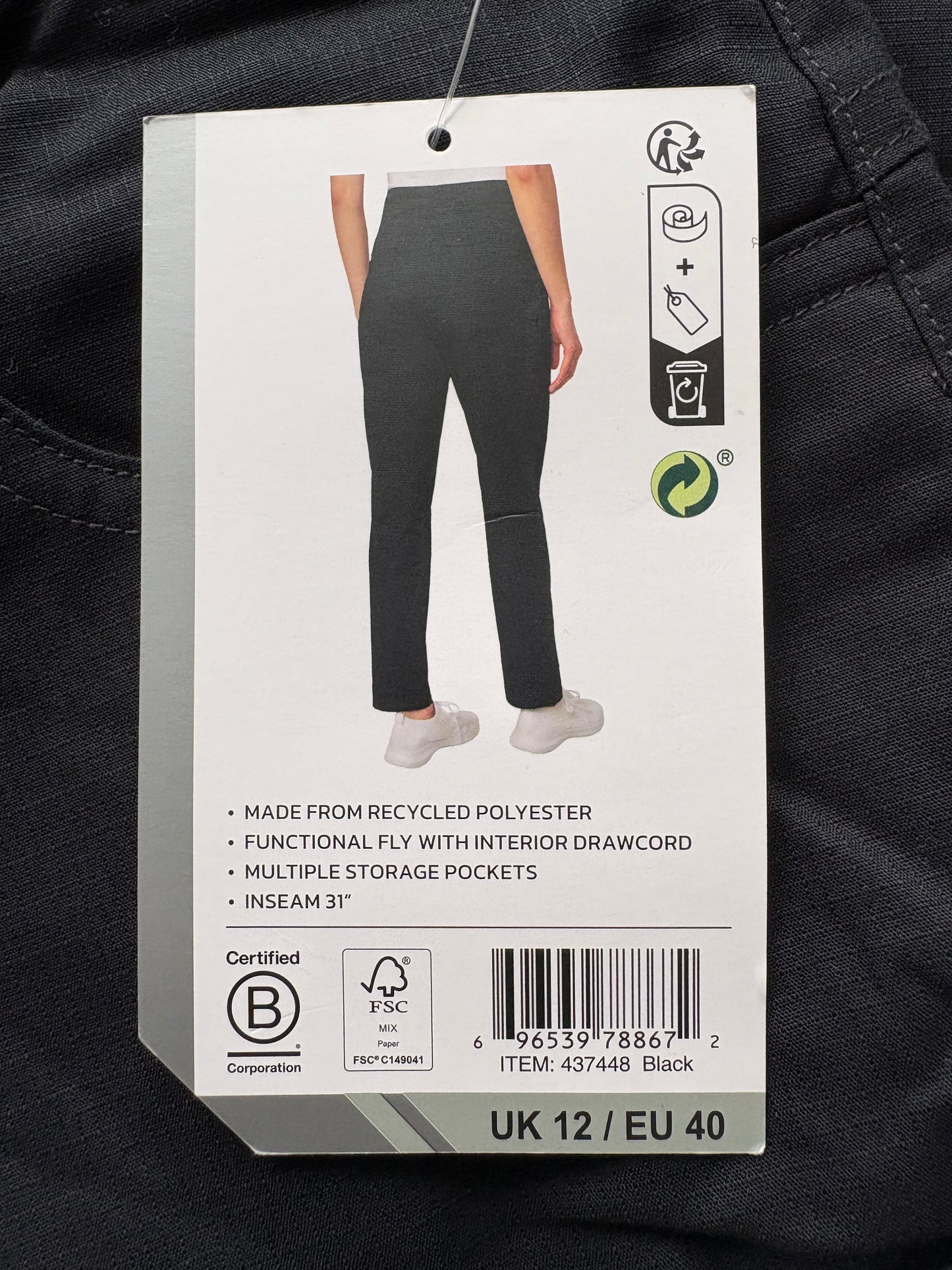 Mondetta Lined Cargo Pocket Pant Colour Black Size 12