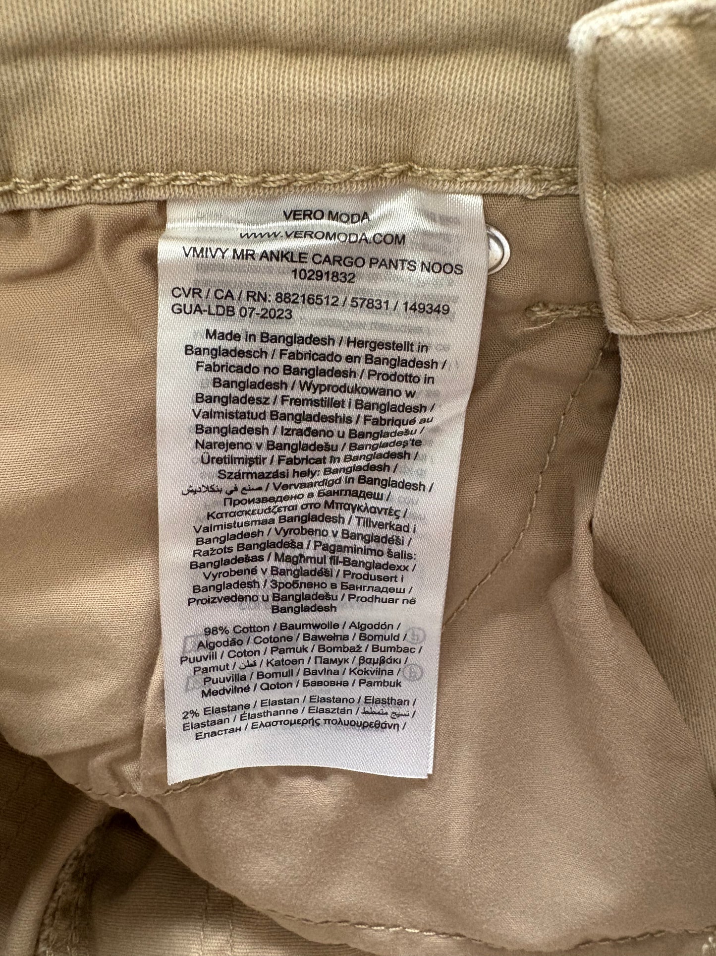 Vero Moda Ivy Cargo Trousers Colour Nomad Size S