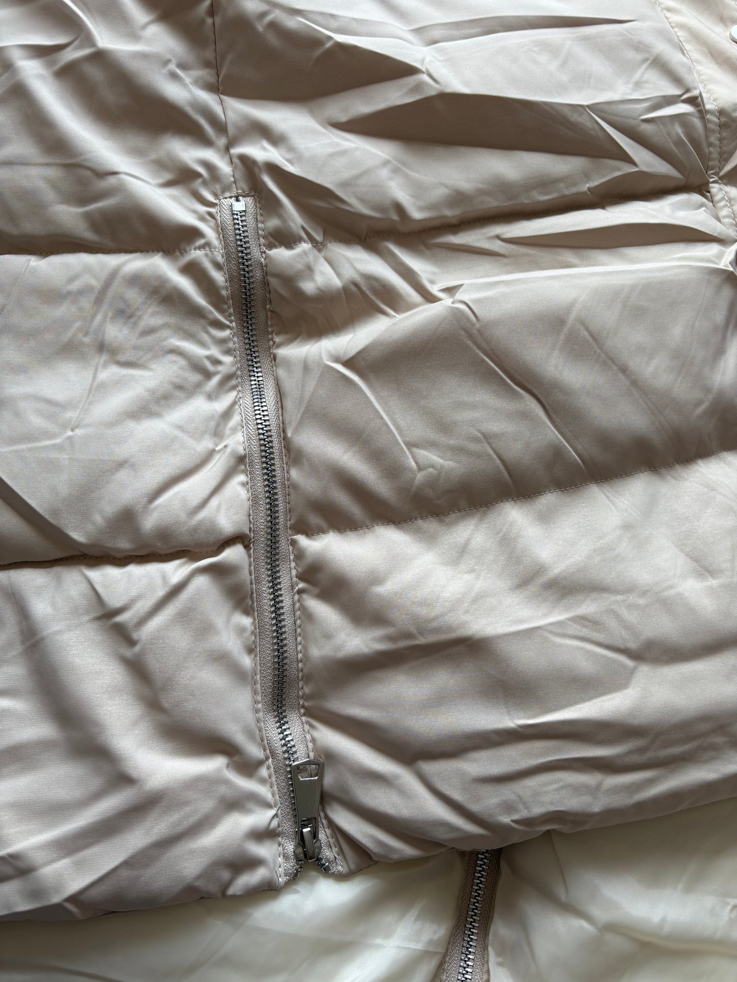 Cissy&Co Sleeveless Long Puffer Gilet Colour Beige Size S
