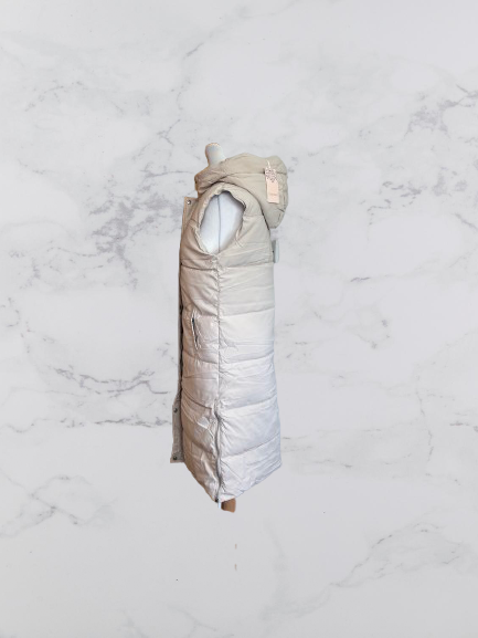 Cissy&Co Sleeveless Long Puffer Gilet Colour Beige Size S