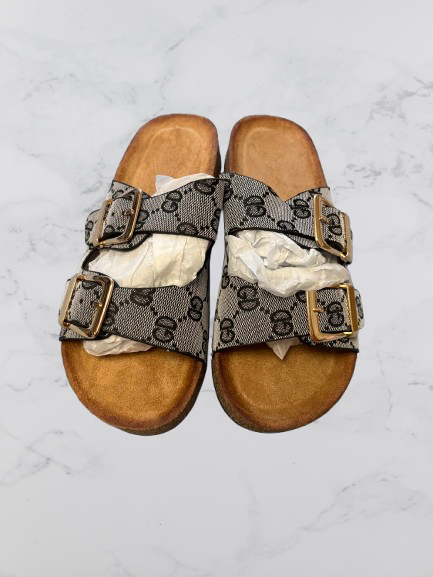 No Brand Buckle Closure Sandals Colour Black Size 37 UK Size 4