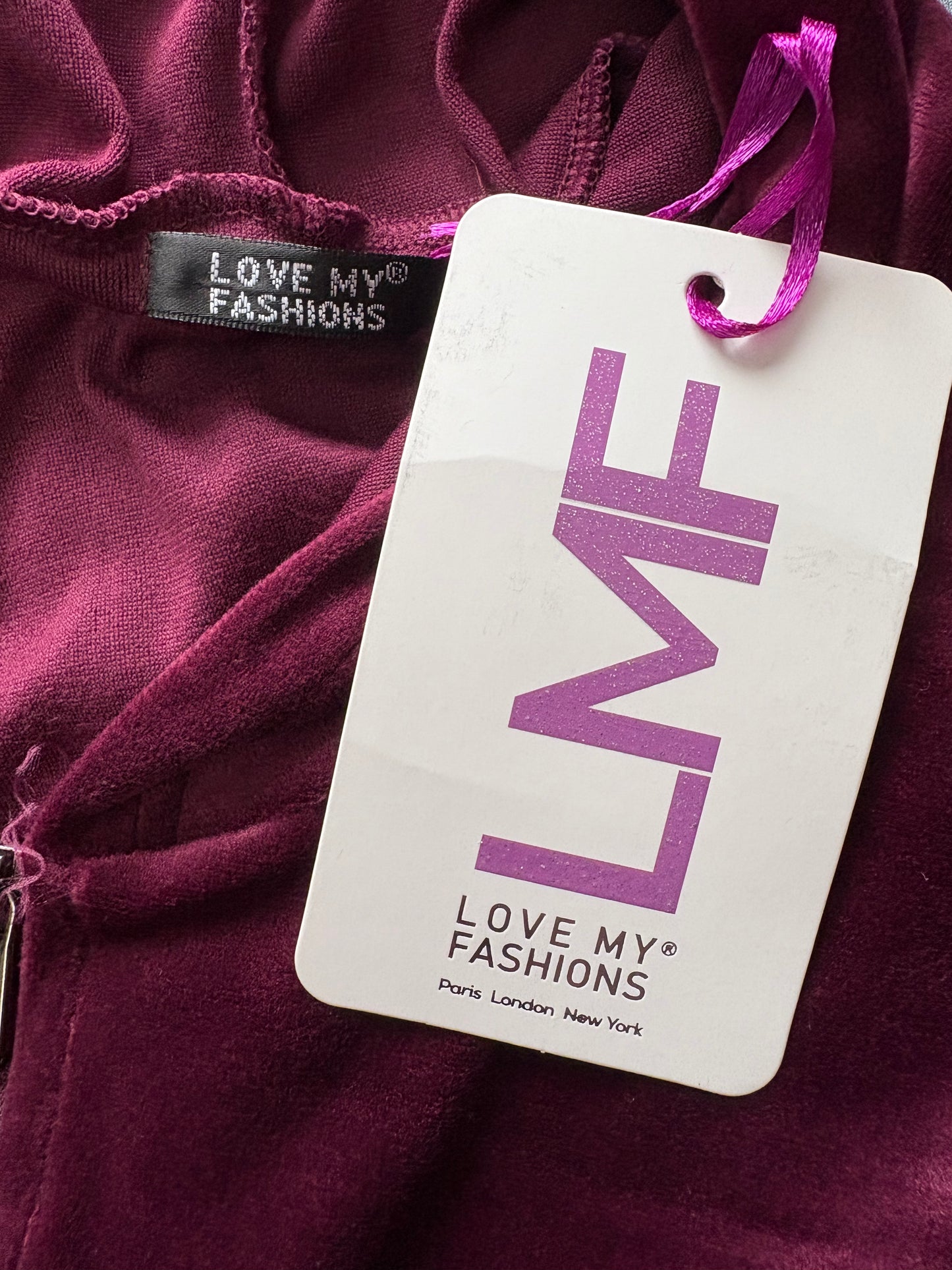 Love My Fashions Velvet Set Colour Wine One Size 10-16