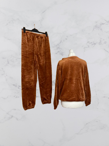 Fashion Fleecy Lounge Set Colour Brown Size M/L One Size 6-12
