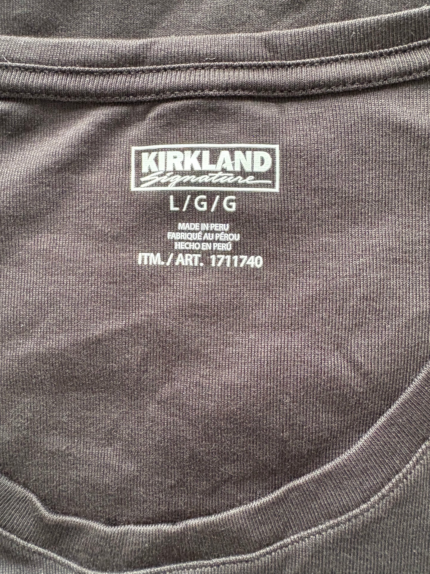 Kirkland Signature Pima Cotton Short Sleeve Tee Colour Black Size L