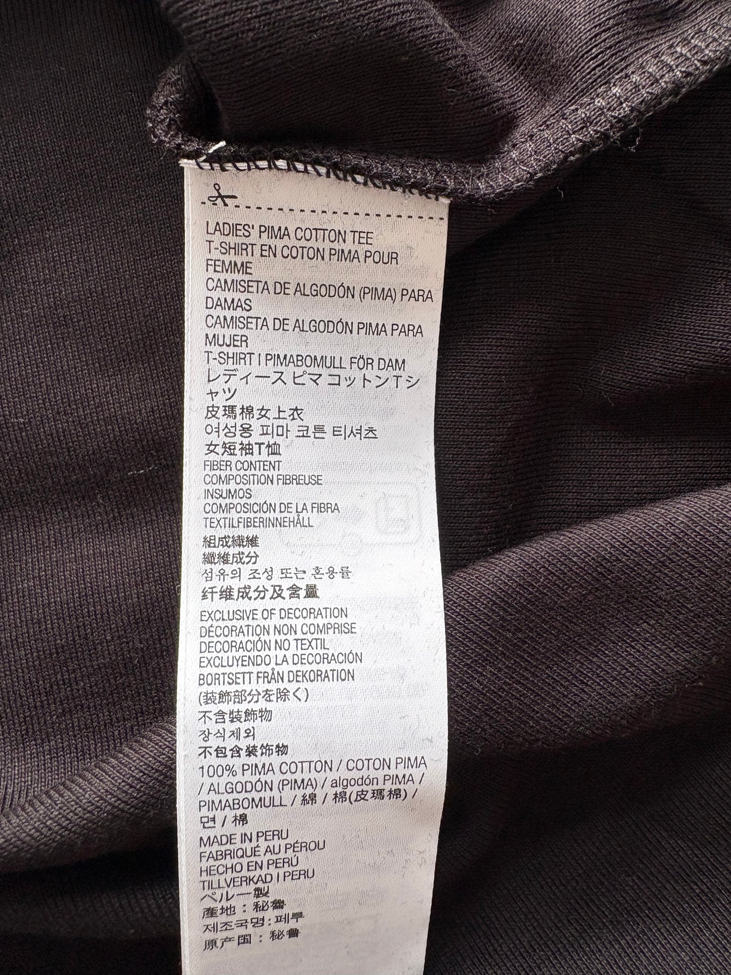 Kirkland Signature Pima Cotton Short Sleeve Tee Colour Black Size L