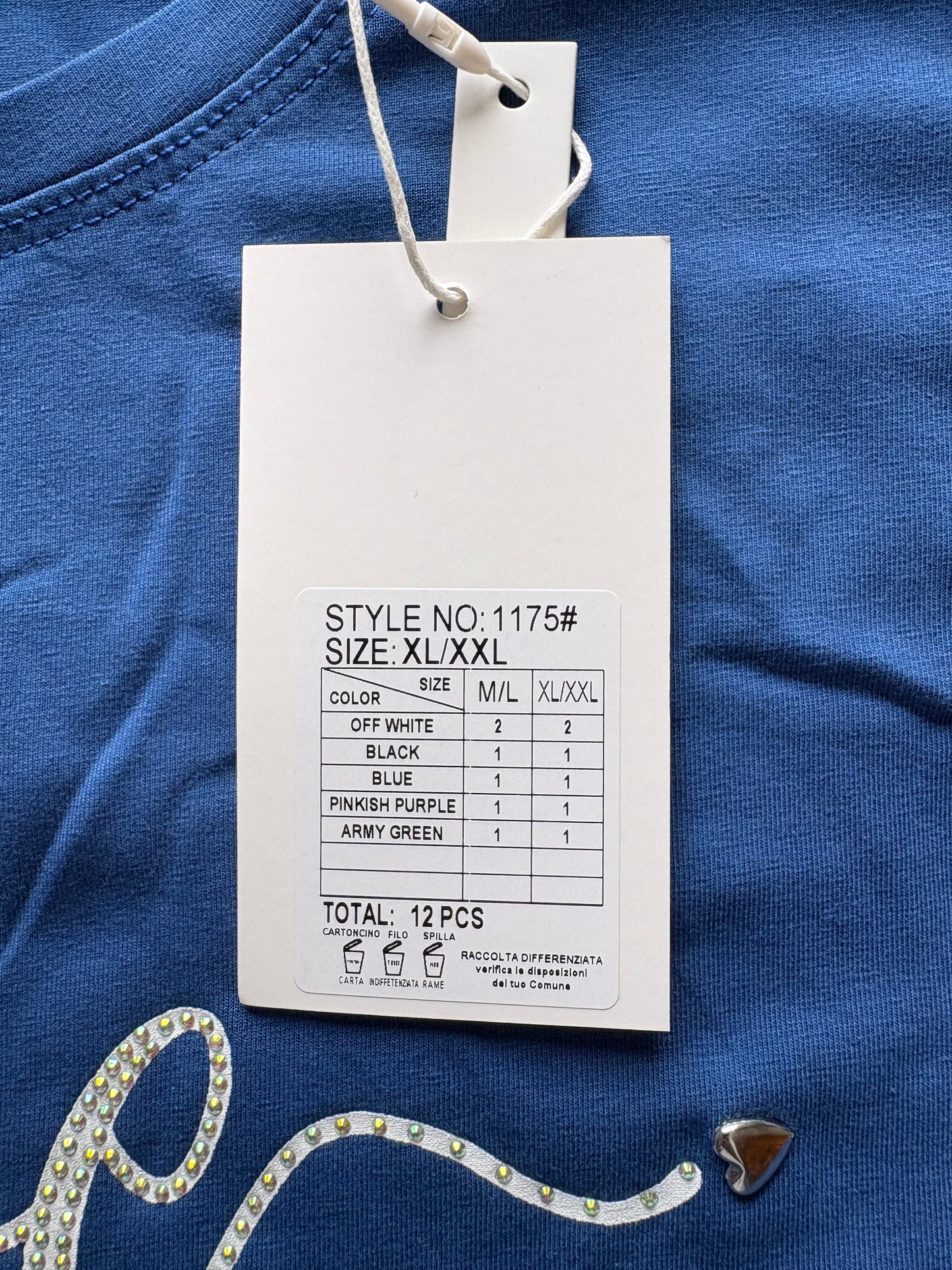 Evelin Broderie 'Love' Short Sleeve Top Colour Blue Size XL/XXL