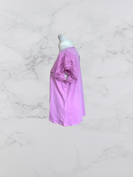 Evelin Broderie 'Love' Short Sleeve Top Colour Pink Size XL/XXL