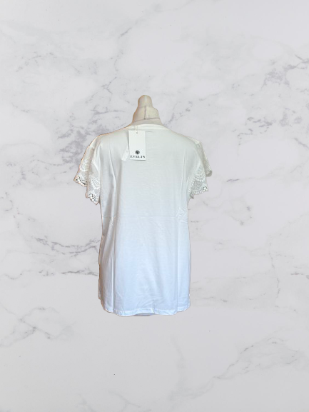 Evelin Broderie 'Love' Short Sleeve Top Colour White Size XL/XXL