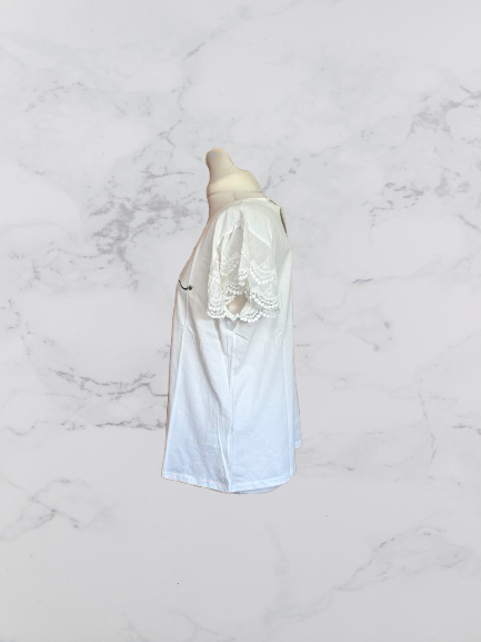 Evelin Broderie 'Love' Short Sleeve Top Colour White Size XL/XXL