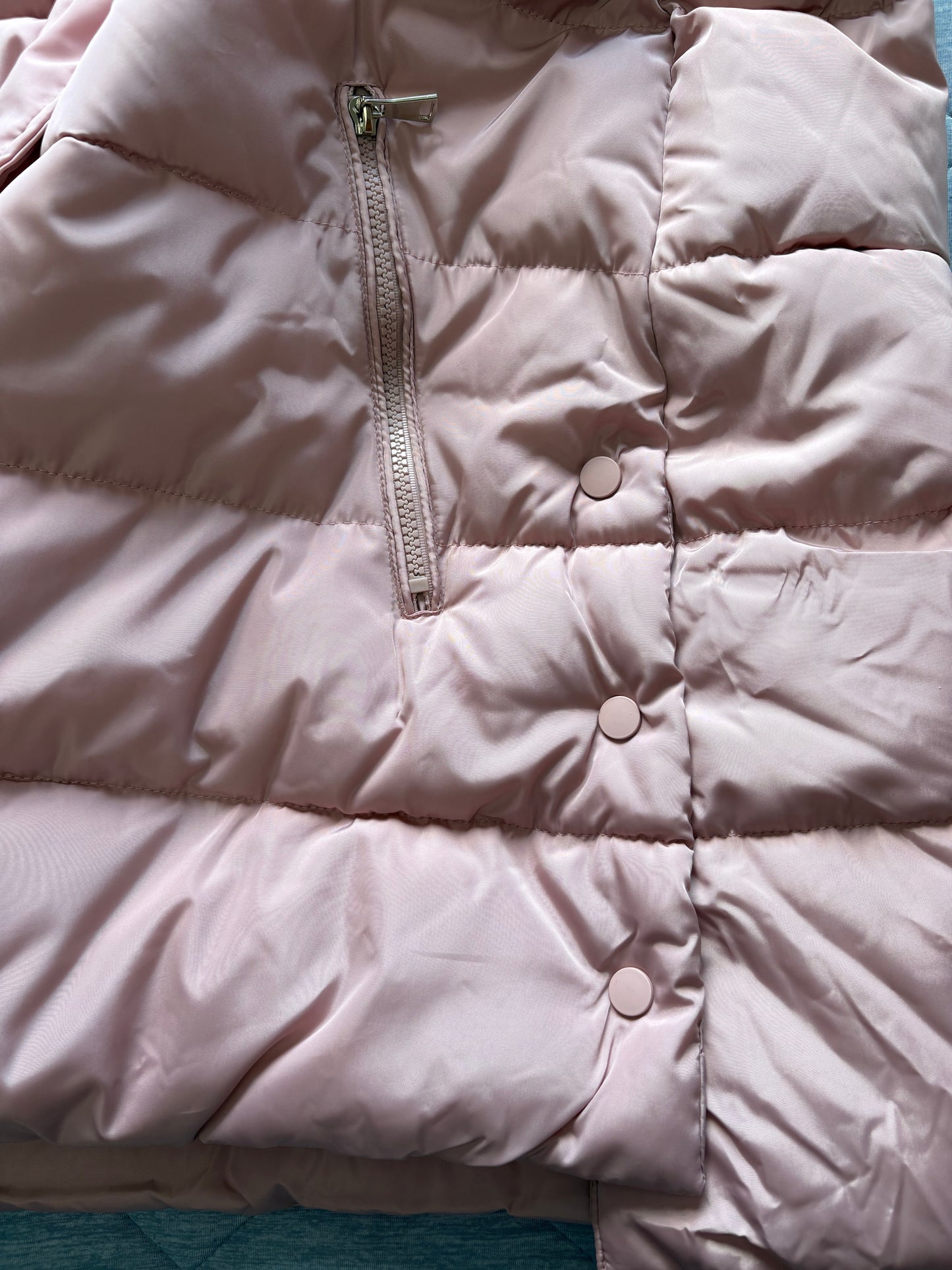 Blu Deise Puffer Hooded Longline Gilet Colour Blush Pink Size 48 UK Size 18