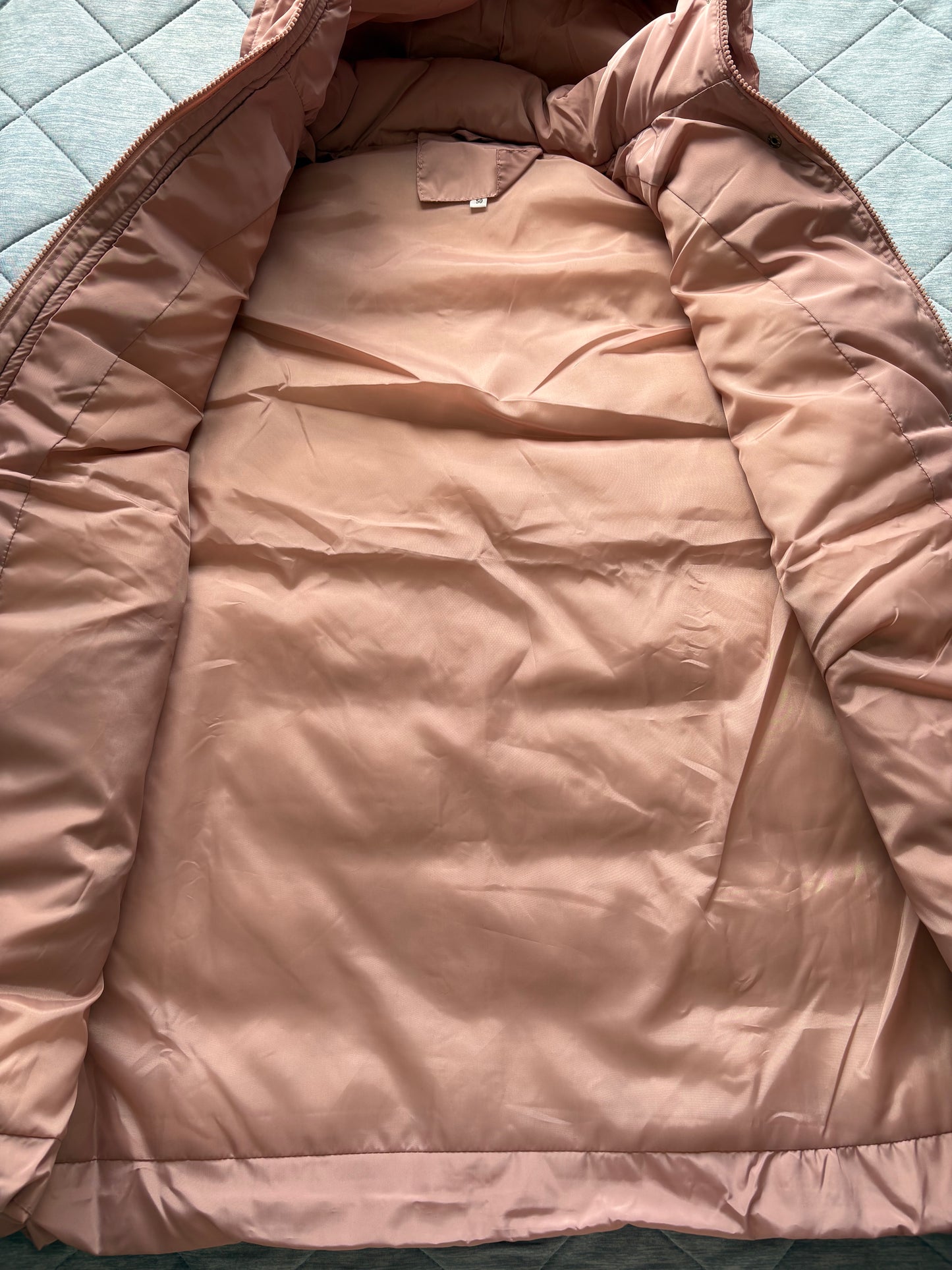Blu Deise Puffer Hooded Longline Gilet Colour Blush Pink Size 50 UK Size 20