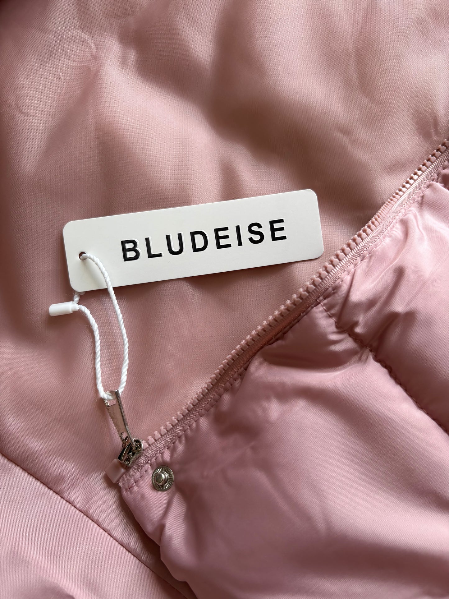 Blu Deise Puffer Hooded Longline Gilet Colour Blush Pink Size 50 UK Size 20