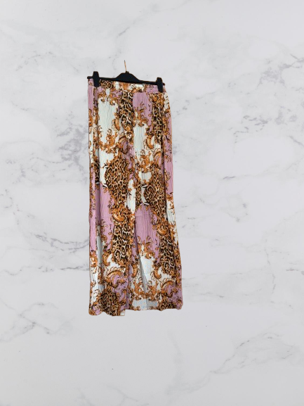 Fashion wide leg crinkle trousers Colour Pink/ brown Size S/M