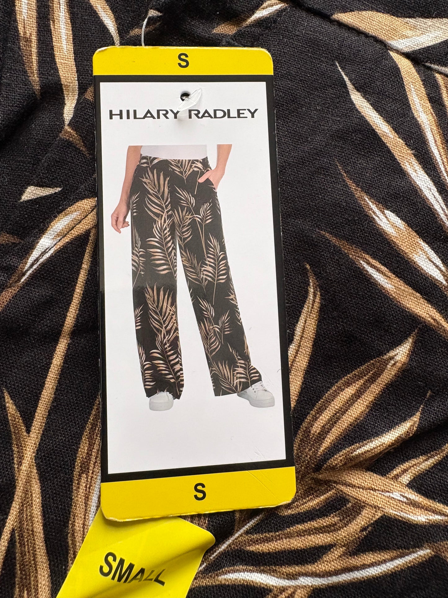 Hilary Radley High Waist Wide Leg Linen Blend Trousers Colour Black Combo Size 10/12