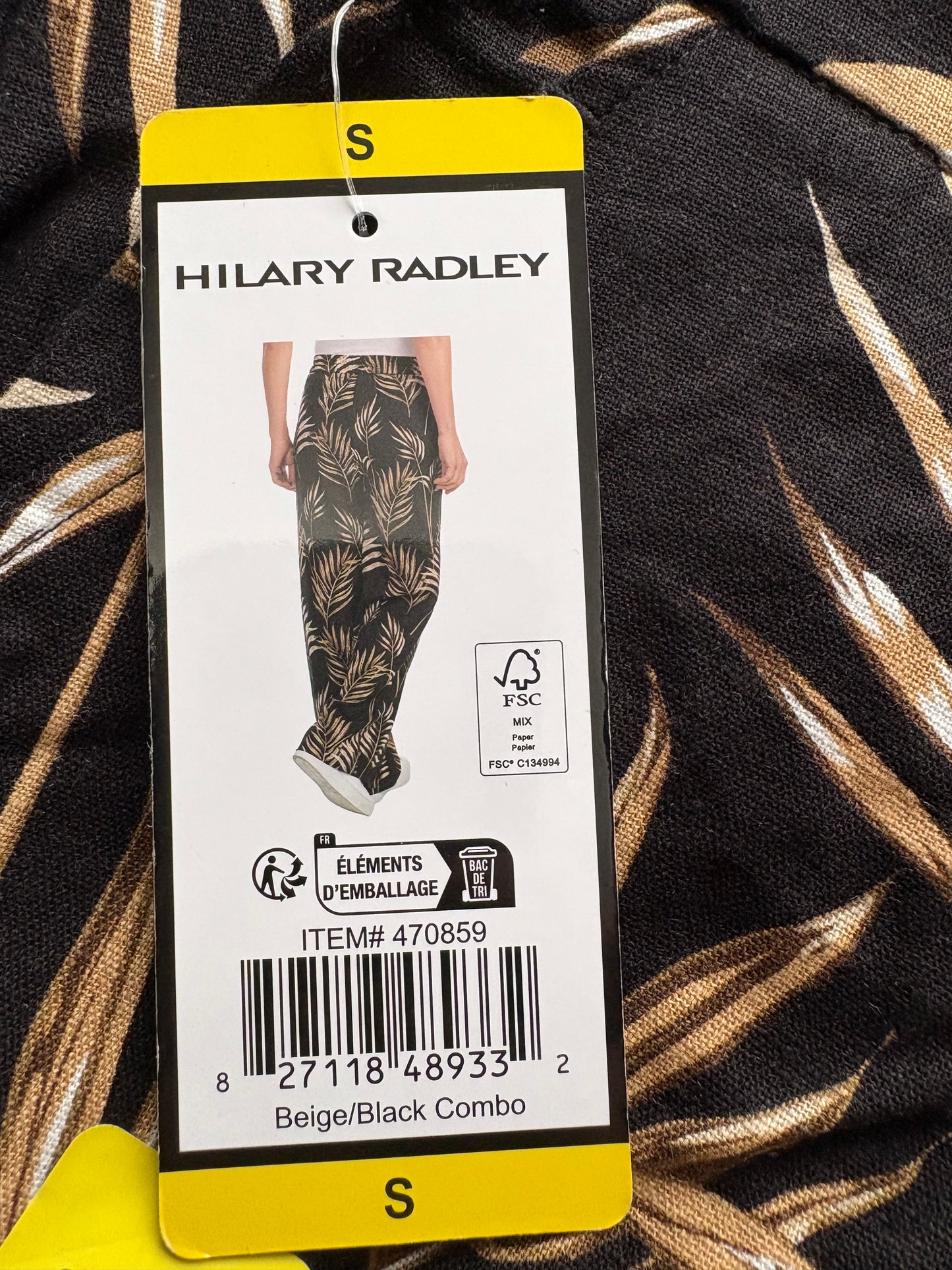 Hilary Radley High Waist Wide Leg Linen Blend Trousers Colour Black Combo Size 10/12