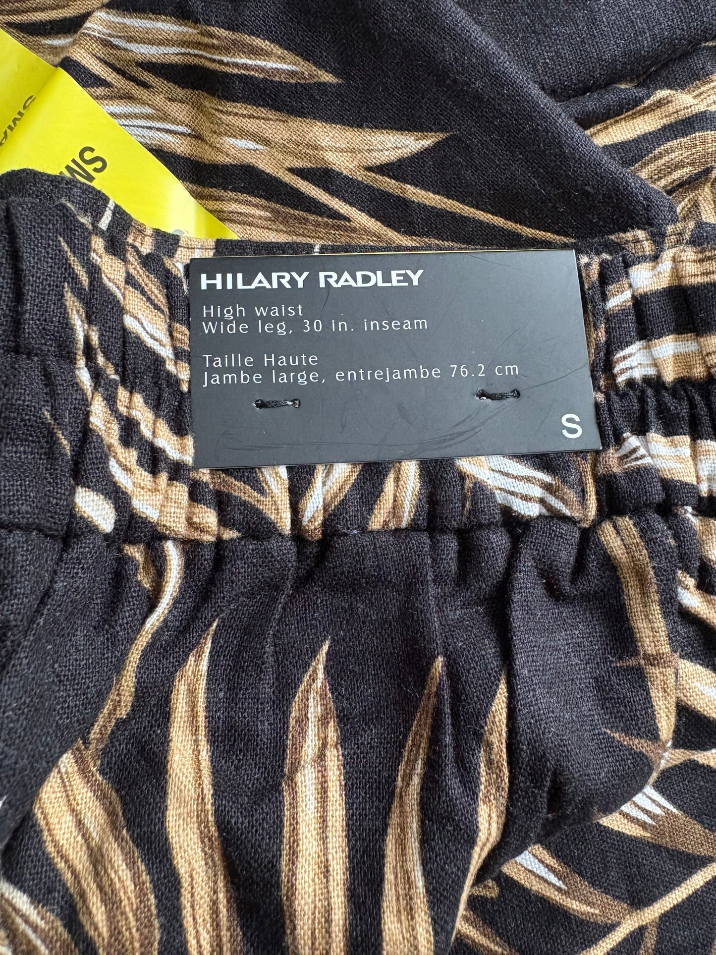 Hilary Radley High Waist Wide Leg Linen Blend Trousers Colour Black Combo Size 10/12