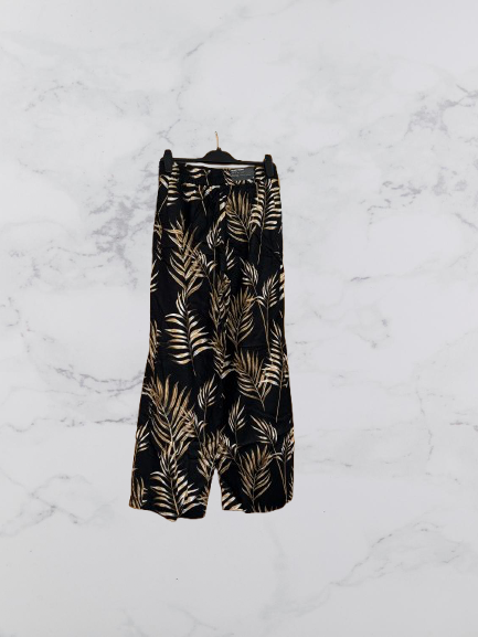 Hilary Radley High Waist Wide Leg Linen Blend Trousers Colour Black Combo Size 10/12