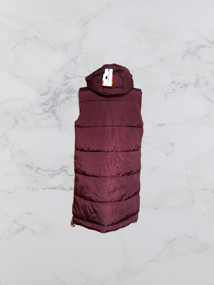 Saturne Hooded Water Repellent Longline Gilet Colour Burgundy Size L