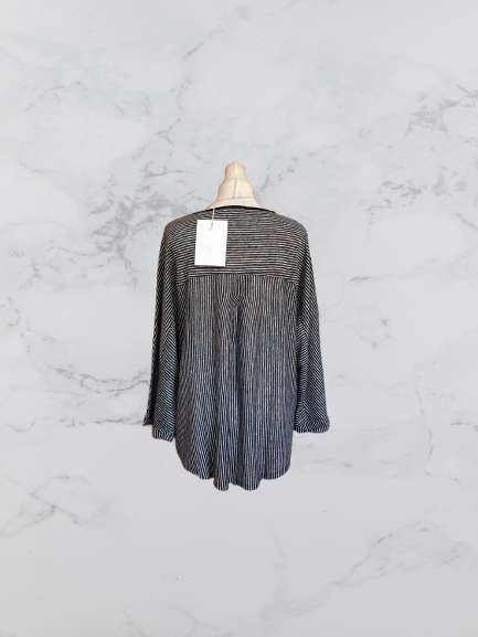 Wrap London Linen 3/4 Sleeve Top Colour Graphite Size 20