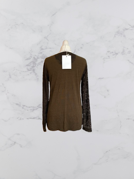 Wrap London Embroidered Long Sleeve Top Colour Olive Size 14