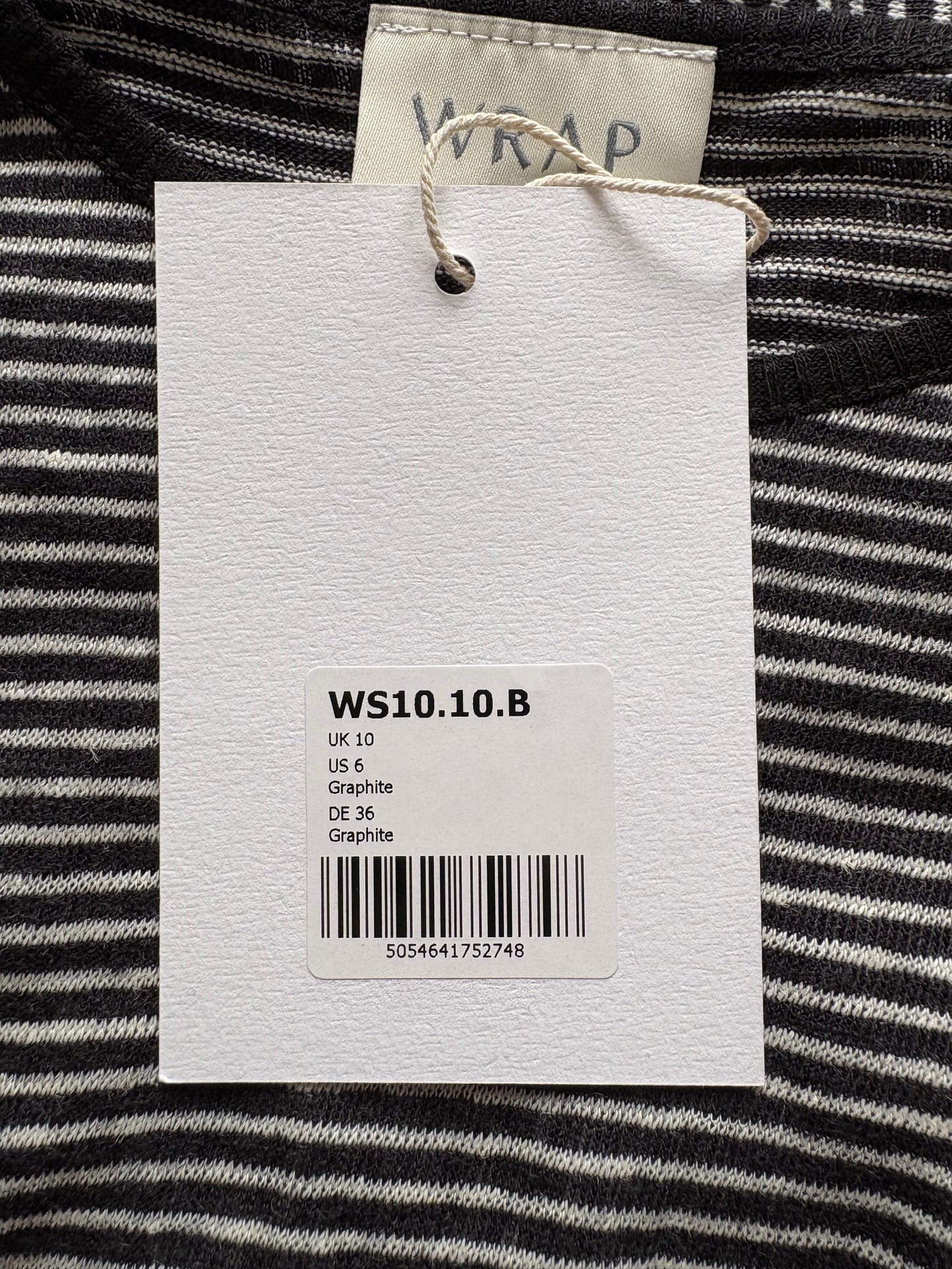 Wrap London Linen 3/4 Sleeve Top Colour Graphite Size 10