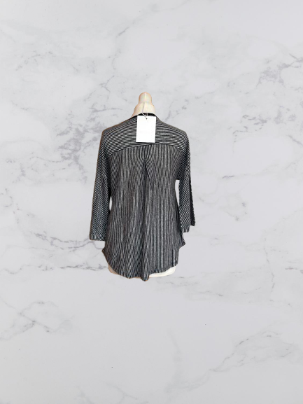 Wrap London Linen 3/4 Sleeve Top Colour Graphite Size 10