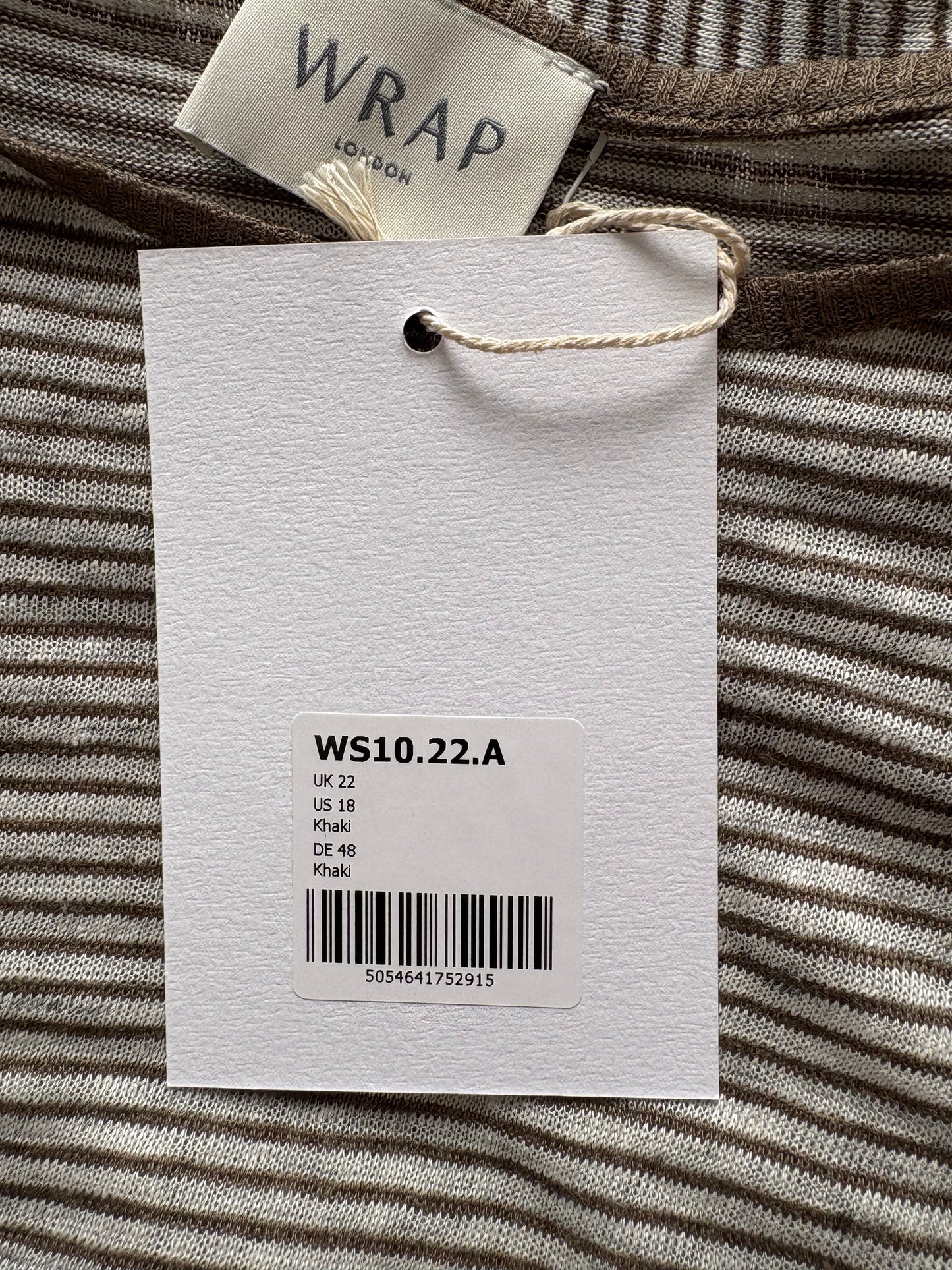 Wrap London Linen 3/4 Sleeve Top Colour Khaki Size 22