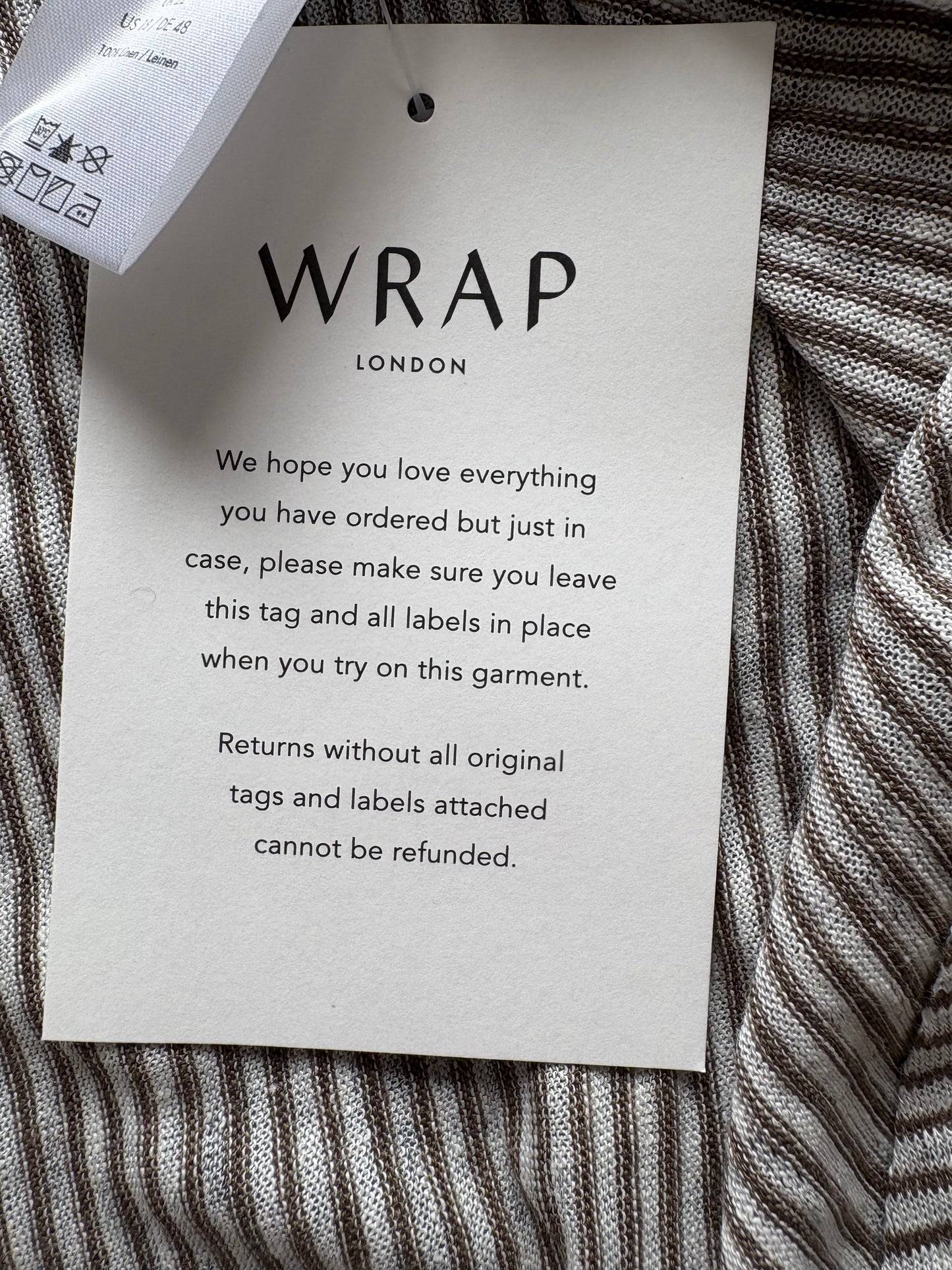 Wrap London Linen 3/4 Sleeve Top Colour Khaki Size 22
