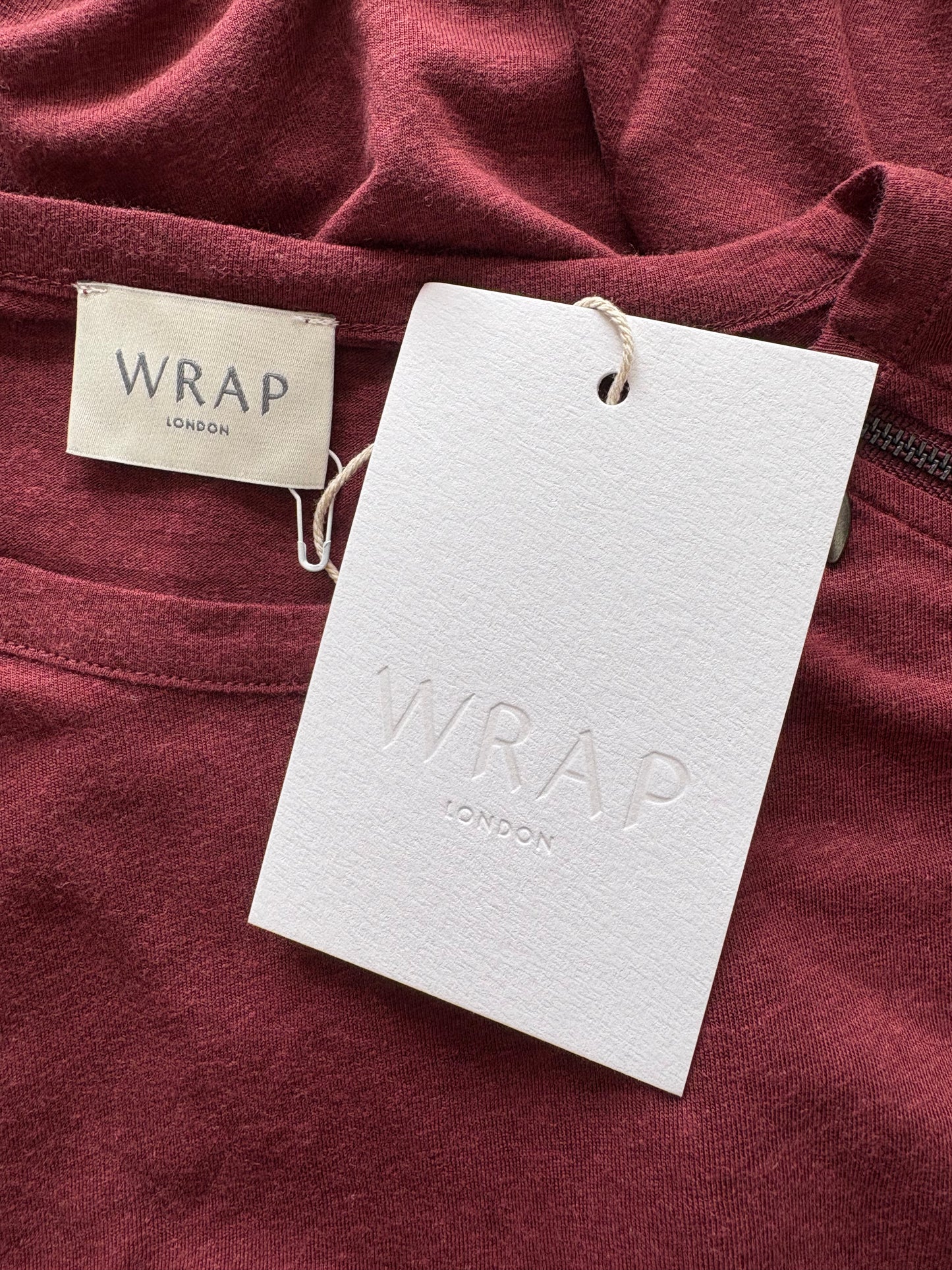 Wrap London Linen Blend Long Sleeve Top Colour Burgundy Size 16