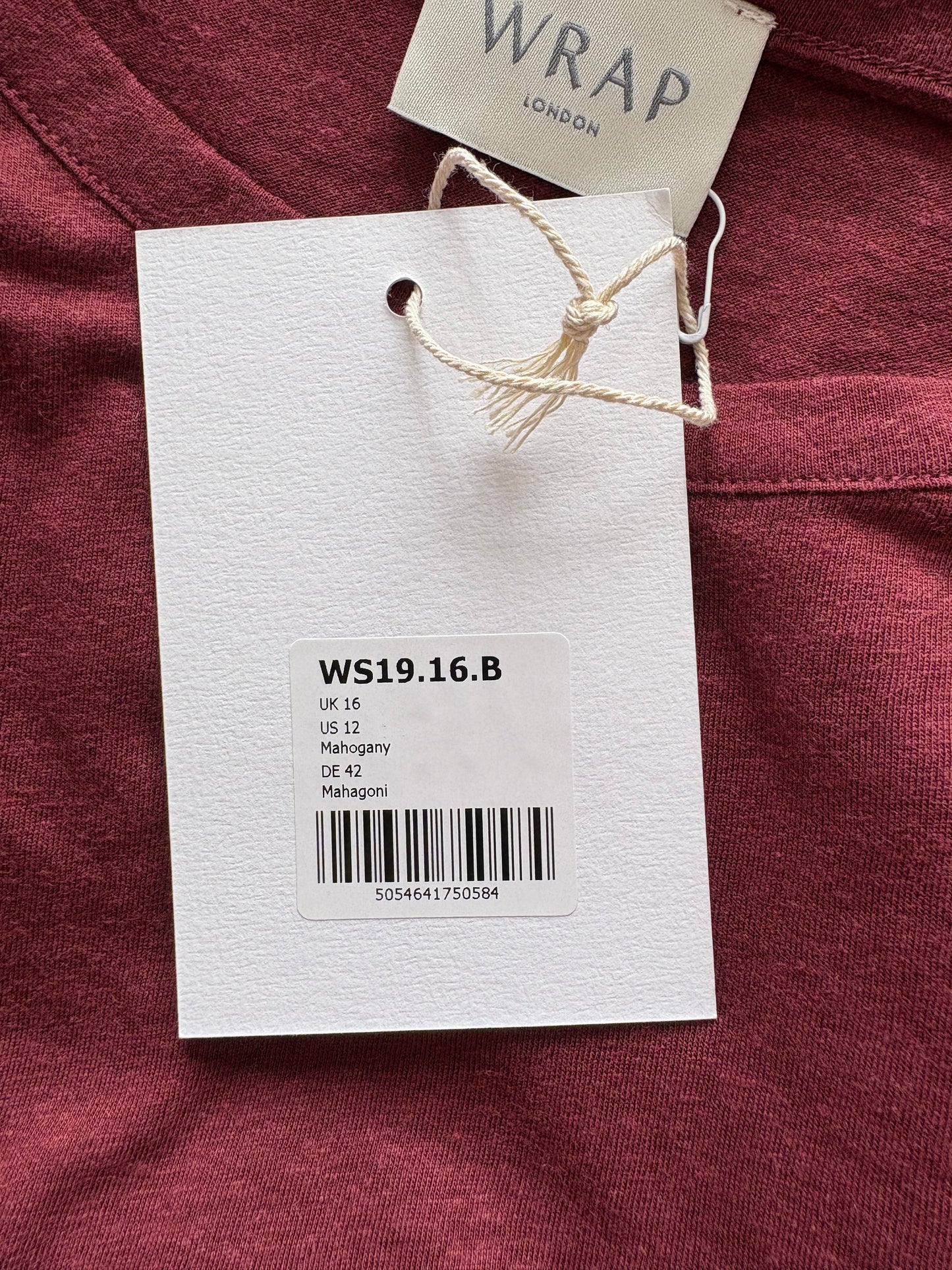 Wrap London Linen Blend Long Sleeve Top Colour Burgundy Size 16