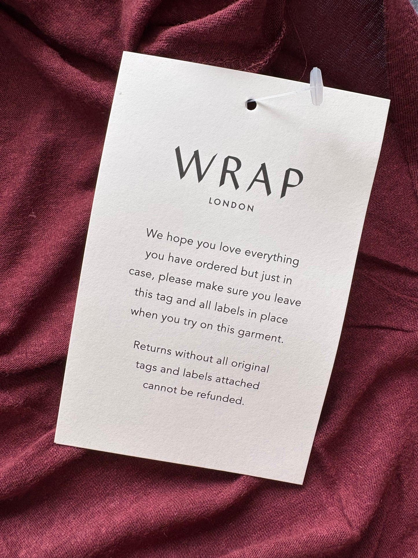 Wrap London Linen Blend Long Sleeve Top Colour Burgundy Size 16
