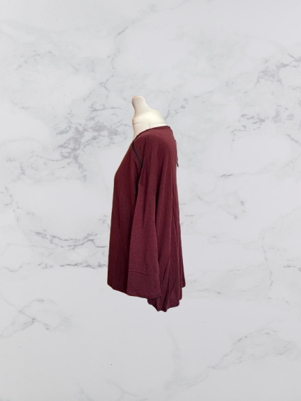 Wrap London Linen Blend Long Sleeve Top Colour Mahogany Size 14