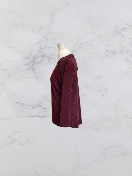 Wrap London Linen Blend Long Sleeve Top Colour Mahogany Size 6