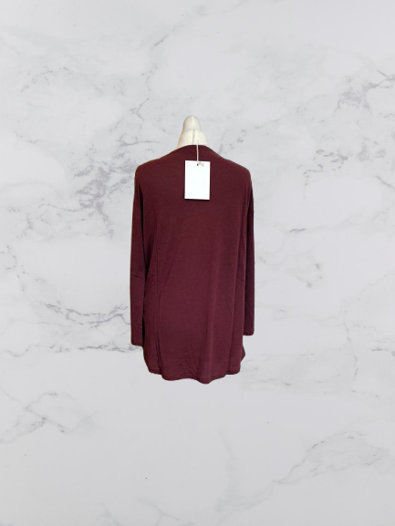 Wrap London Linen Blend Long Sleeve Top Colour Mahogany Size 6