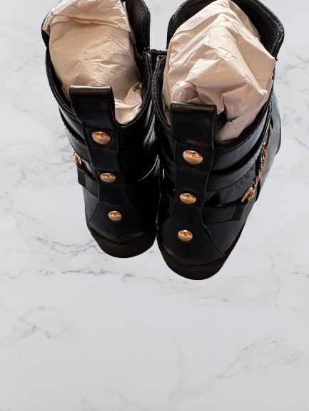 V by Very Hayley Chain Trim Ankle Boots Colour Black Size 5