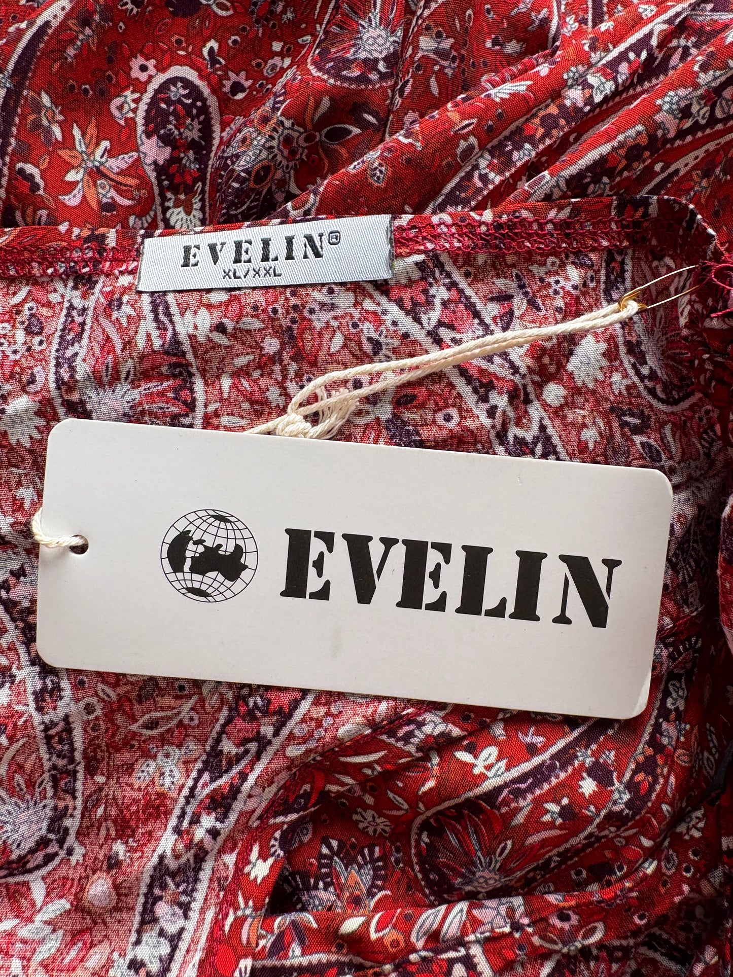 Evelyn Ruched Shoulder Sleeveless Midi Dress Colour Red Multi Size XL/XXL One Size 8-16