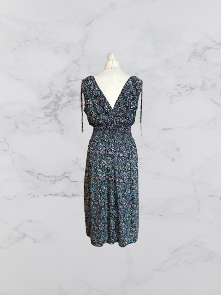 Evelyn Ruched Shoulder Sleeveless Midi Dress Colour Dark Green Multi Size XL/XXL One Size 8-16